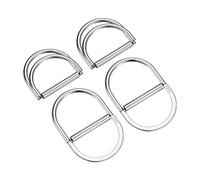 sourcing map Double D-Ring Buckles, 4pcs 50mm(1.97") Metal Adjustable Multi-Purpose D Rings for Clothing Waistband Dress Straps Bags Scarf, Silver Tone