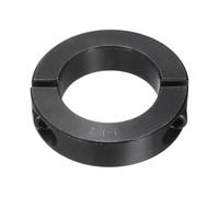 sourcing map Double Split Shaft Collar, 1-1/2" Bore One Piece Clamping Collar 2-3/8" OD 9/16" Thickness Black Oxide Lock Collar Clamp with Set Screws (1045 Steel)