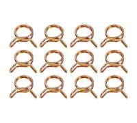 sourcing map Double Wire Fuel Line Hose Clips 10mm ID, 12Pcs 65Mn Spring Steel Tubing Spring Clips Clamps Assortment for Air Hose Tube Water Pipe Motorcycle Scooter ATV, Brass