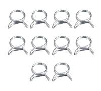 sourcing map Double Wire Spring Hose Clamp, 10pcs 65Mn Steel 12mm Inner Dia Fit 12.7mm-13.4mm OD Hose Fuel Line Silicone Tube Spring Clips, Silver Tone