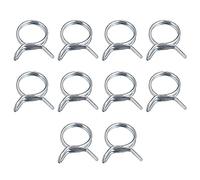 sourcing map Double Wire Spring Hose Clamp, 10pcs 65Mn Steel 25mm Inner Dia Fit 26mm-28.5mm OD Hose Fuel Line Silicone Tube Spring Clips, Silver Tone