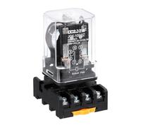 sourcing map DPDT Electromagnetic Power Relay, DC 12V Coil 10A 8 Pin MK2P-I Small Relay with Plug-in Terminal Socket Base 2NC 2NO JQX-10F/2Z