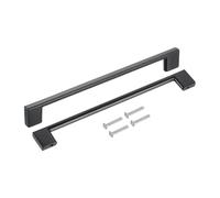 sourcing map Drawer Pulls, 4Pcs 8" - Aluminum Alloy Kitchen Cabinet Handles, Rectangle Furniture Hardware Solid Handles for Vanity Wardrobe Cupboard (Matt Black)