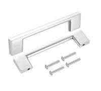 sourcing map Drawer Pulls, 6Pcs 4" - Aluminum Alloy Kitchen Cabinet Handles, Rectangle Furniture Hardware Solid Handles for Vanity Wardrobe Cupboard (Chrome)