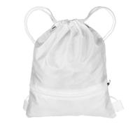 sourcing map Drawstring Backpack Bag 14.6" x 17.9" Oxford Cloth Bulk Cinch Sack Unisex Waterproof Draw String Back Sack with Zipper Pockets for Sports Gym Travel Swimming Beach, White