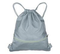 sourcing map Drawstring Backpack Bag 16.5" x 19.3" Oxford Cloth Bulk Cinch Sack Unisex Waterproof Draw String Back Sack with Zipper Pockets for Sports Gym Travel Swimming Beach, Gray