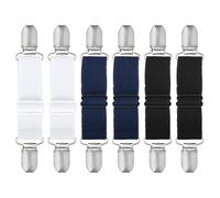 sourcing map Dress Cinch Clips, 6pcs Sweater Shawl Cardigan Shirts Collar Brooches, Scarf Elastic Dress Back Collar Clips for Women(Black, Blue, White)