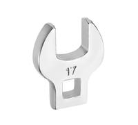 sourcing map Drive Crowfoot Wrench 3/8 Inch 17mm Metric Flare Nut Wrench CR-V Steel Electroplating Open End Crowfoot Spanner for Automotive Repair Mechanics, Bright Silver