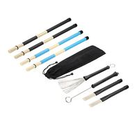 sourcing map Drum Stick Brush Set 1 Pair Retractable Metal Drum Wire Brushes 1 Pair White Nylon Drum Brushes 2 Pair Rods Drum Brushes for Jazz Acoustic