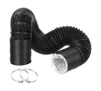 sourcing map Dryer Vent Hose 3 Inch 16 Ft Aluminum Flexible Air Ducting for Heating Cooling Ventilation and Exhaust with 2 Clamps, Black