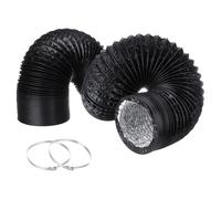 sourcing map Dryer Vent Hose 4 Inch 10 Ft Aluminum Flexible Air Ducting for Heating Cooling Ventilation and Exhaust with 2 Clamps, Black