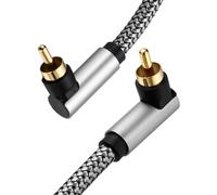 sourcing map Dual 90 Degree Subwoofer Cable, 33ft Right Angle RCA Cable 24K Gold-Plated Digital Coaxial Hi-Fi Cord for Home Subwoofer Audio Power Amplifier, Gray
