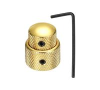 sourcing map Dual Concentric Stacked Control Knobs, 1/4" Universal Metal Volume Tone Audio Control Knobs with Wrench for Electric Guitar, Bass, Gold