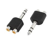 sourcing map Dual RCA Female Jack to 6.5mm Male Adapter Stereo Audio Connector 2 Pcs