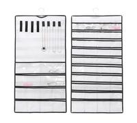 sourcing map Dual-sided Hanging Jewelry Organizer with 48 Pockets and 8 Hook Loops, Over the Door Jewelry Organizer Wall Mounted Necklace Holder for Closet Earrings Bracelets Rings, White