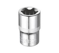sourcing map E-Torx Socket 1/2" Drive E20 Star Female Socket 1.5" Length External Torx Deep Sleeve CR-V Chrome Plating 6 Point Spline Sleeve for Auto Repairs Home Maintenance