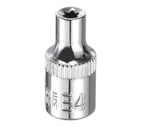 sourcing map E-Torx Socket 1/4" Drive E4 Star Female Socket 1" Length External Torx Deep Sleeve CR-V Chrome Plating 6 Point Spline Sleeve for Auto Repairs Home Maintenance