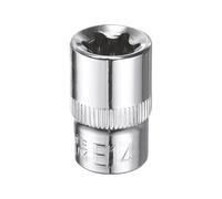 sourcing map E-Torx Socket 3/8" Drive E14 Star Female Socket 1.1" Length External Torx Deep Sleeve CR-V Chrome Plating 6 Point Spline Sleeve for Auto Repairs Home Maintenance