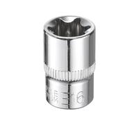 sourcing map E-Torx Socket 3/8" Drive E16 Star Female Socket 1.1" Length External Torx Deep Sleeve CR-V Chrome Plating 6 Point Spline Sleeve for Auto Repairs Home Maintenance