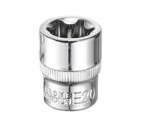 sourcing map E-Torx Socket 3/8" Drive E20 Star Female Socket 1.1" Length External Torx Deep Sleeve CR-V Chrome Plating 6 Point Spline Sleeve for Auto Repairs Home Maintenance