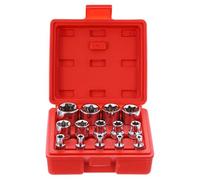 sourcing map E-Torx Socket Set 1/4" 3/8" 1/2" Drive E4 -E24 External Torx Deep Socket CR-V 6 Point Spline Socket External Torque Star Female Bit Socket Kit for Auto Repairs Home Maintenance