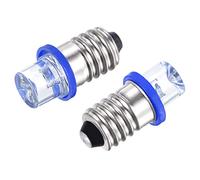 sourcing map E10 Screw Base LED Bulb DC 12V 0.25W Hollow Head Mini Diffuse Light with Storage Box, Blue Pack of 10