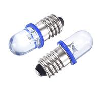 sourcing map E10 Screw Base LED Bulb DC 3V 0.25W Round Top Mini Spot Light with Storage Box, Blue Pack of 10