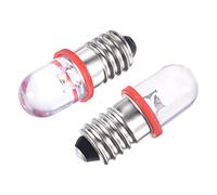sourcing map E10 Screw Base LED Bulb DC 3V 0.25W Round Top Mini Spot Light with Storage Box, Red Pack of 10