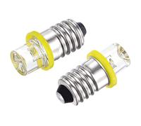 sourcing map E10 Screw Base LED Bulb DC 6V 0.25W Hollow Head Mini Diffuse Light with Storage Box, Yellow Pack of 10