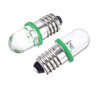 sourcing map E10 Screw Base LED Bulb DC 6V 0.25W Round Top Mini Spot Light with Storage Box, Green Pack of 10