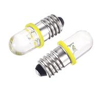 sourcing map E10 Screw Base LED Bulb DC 6V 0.25W Round Top Mini Spot Light with Storage Box, Yellow Pack of 10