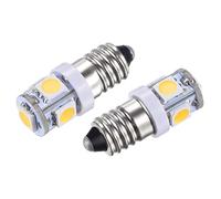 sourcing map E10 Screw Base LED Bulbs 5-5050 DC 12V 1W Mini Lights Interior Lamps, Yellow Pack of 4