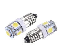 sourcing map E10 Screw Base LED Bulbs 5-5050 DC 24V 1W Mini Lights Interior Lamps, White Pack of 10
