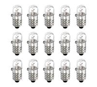 sourcing map E10 Screw Base Miniature Bulbs 12V/5W Warm Yellow Light Mini Lamps with Box, 1 Set/15 Pack