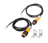 sourcing map E3F-5DN1/5L Photoelectric Sensor, 2Pcs 200mA 10-30VDC V M18 Through Beam Photoelectric Switch Sensor 3 Lines Detection Distance 5M NPN NO with Mounting Bracket for Industrial