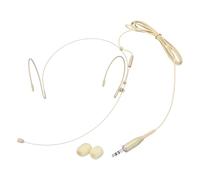 sourcing map Ear Hook Headset Microphone, Double Over Ear Set Hanging Omnidirectional Wired Audio Condenser Microphone Headset with Standard 3.5mm TRS Plug 3.9ft Cable, Beige