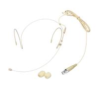 sourcing map Ear Hook Headset Microphone, Double Over Ear Set Hanging Omnidirectional Wired Audio Condenser Microphone Headset with Mini XLR 4 Pin TA4F Plug 3.9ft Cable, Beige