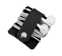 sourcing map Earbuds Holder Case, Earphone Wrap Headphone Case Cord Manager Cable Organizer Winder, Black