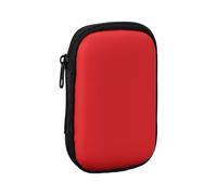 sourcing map Earphone Case, 4.53 x 3.15 x 1.38inch Portable Earbud Carrying Case Storage Bag for In-Ear Headphones USB Charging Cable, Red