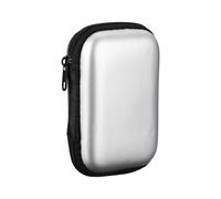 sourcing map Earphone Case,EVA Hard Shell Zipper Bags 4.53x3.15x1.38inch Portable Earbud Carrying Case Storage Bag for In-Ear Headphones USB Charging Cable, Silver 80x40x115mm