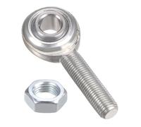 sourcing map ECML6 3/8" Rod End Bearing 3/8"-24 UNF Male Left Hand Thread, Bearing Steel Rod End Joints with Jam Nut