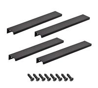 sourcing map Edge Pull Handle 300mm/11.8 Inch Aluminum Alloy Cabinet Drawer Pull Black 4 Pcs