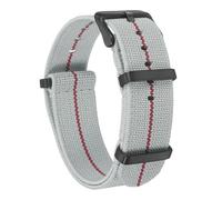 sourcing map Elastic Nylon Watch Band 18mm One-Piece French Watch Strap Waterproof Replacement Wristwatch Strap with Black Buckle for Men Women, Light Grey/Red
