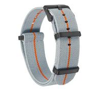 sourcing map Elastic Nylon Watch Band 18mm One-Piece French Watch Strap Waterproof Replacement Wristwatch Strap with Black Buckle for Men Women, Light Grey/Orange