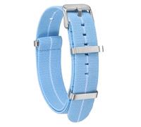 sourcing map Elastic Nylon Watch Band 20mm One-Piece French Watch Strap Waterproof Replacement Wristwatch Strap with Silver Buckle for Men Women, Light Blue/White