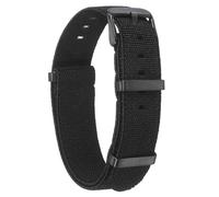 sourcing map Elastic Nylon Watch Band 20mm One-Piece French Watch Strap Waterproof Replacement Wristwatch Strap with Black Buckle for Men Women, Black