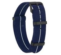 sourcing map Elastic Nylon Watch Band 20mm One-Piece French Watch Strap Waterproof Replacement Wristwatch Strap with Black Buckle for Men Women, Dark Blue/White