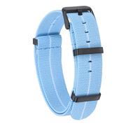 sourcing map Elastic Nylon Watch Band 20mm One-Piece French Watch Strap Waterproof Replacement Wristwatch Strap with Black Buckle for Men Women, Light Blue/White