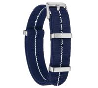 sourcing map Elastic Nylon Watch Band 22mm One-Piece French Watch Strap Waterproof Replacement Wristwatch Strap with Silver Buckle for Men Women, Dark Blue/White