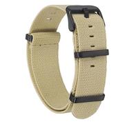 sourcing map Elastic Nylon Watch Band 22mm One-Piece French Watch Strap Waterproof Replacement Wristwatch Strap with Black Buckle for Men Women, Khaki